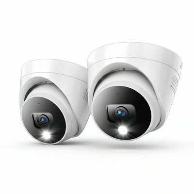 4K Wired Indoor/Outdoor Dome Spotlight Security Cameras with 2-Way Audio (2-Pack)