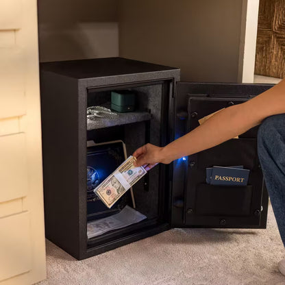 Biometric 1.0 Cu. Ft. Waterproof and Fireproof Home Safe Advanced Finger Vein Recognition Access in Matte Black