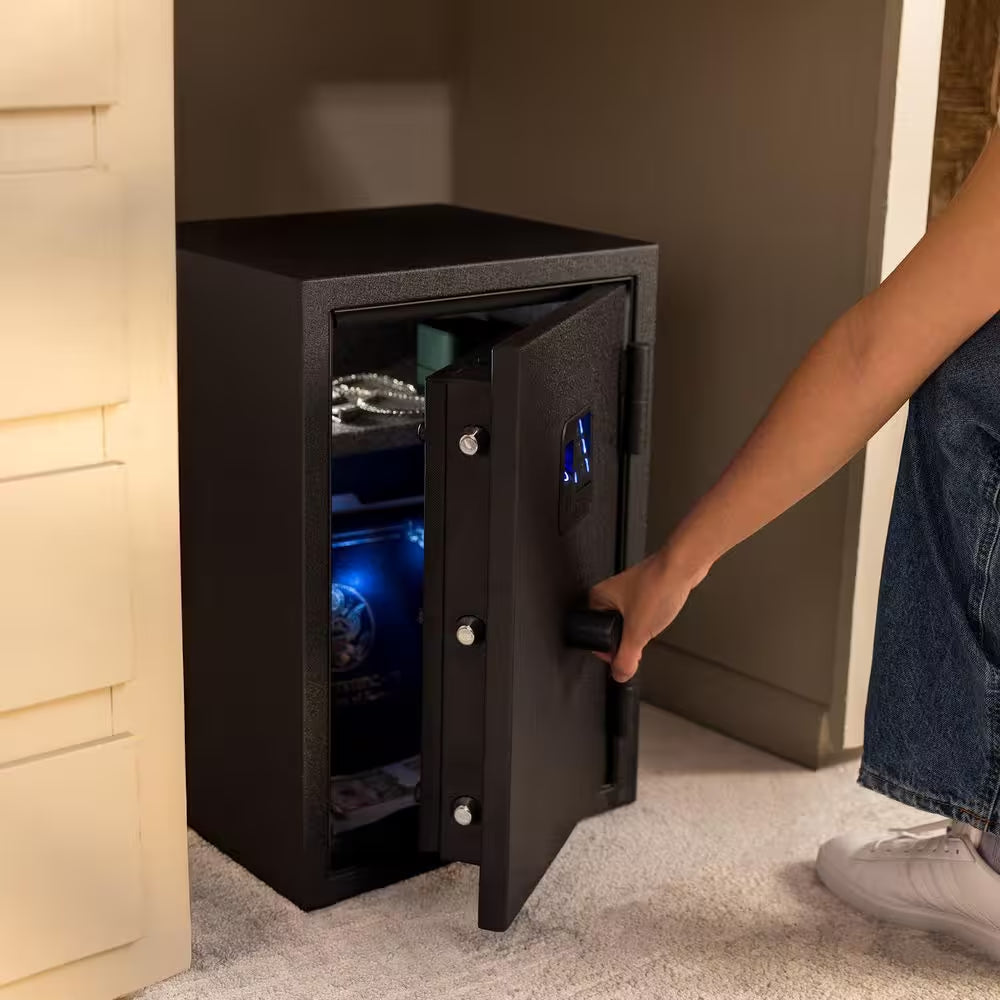Biometric 1.0 Cu. Ft. Waterproof and Fireproof Home Safe Advanced Finger Vein Recognition Access in Matte Black