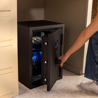 Biometric 1.0 Cu. Ft. Waterproof and Fireproof Home Safe Advanced Finger Vein Recognition Access in Matte Black