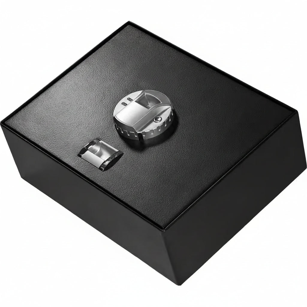 0.23 Cu. Ft. Top Opening Safe with Biometric Lock, Black Matte