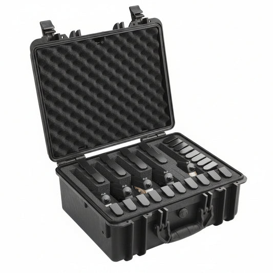 Hard Pistol Cases with Pre-Cut Lining, Waterproof & Dustproof Hard Gun Case for 5 Pistol, 18.9¡Á16.3¡Á8.5 in Lockable Pistol Case, Black