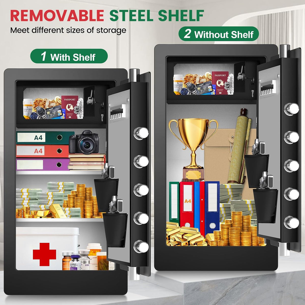 8.5 Cuft Heavy Duty Biometric Safe Box, Home Safes Water Fireproof