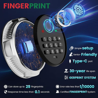 8.5 Cuft Heavy Duty Biometric Safe Box, Home Safes Water Fireproof
