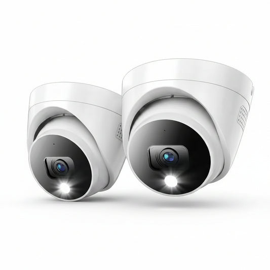 4K Wired Indoor/Outdoor Dome Spotlight Security Cameras with 2-Way Audio (2-Pack)