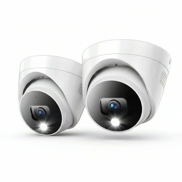 4K Wired Indoor/Outdoor Dome Spotlight Security Cameras with 2-Way Audio (2-Pack)