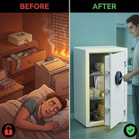 Fingerprint Fireproof Home Safe Box,Biometric Money Safe,2.12 Cuft — Before & After
